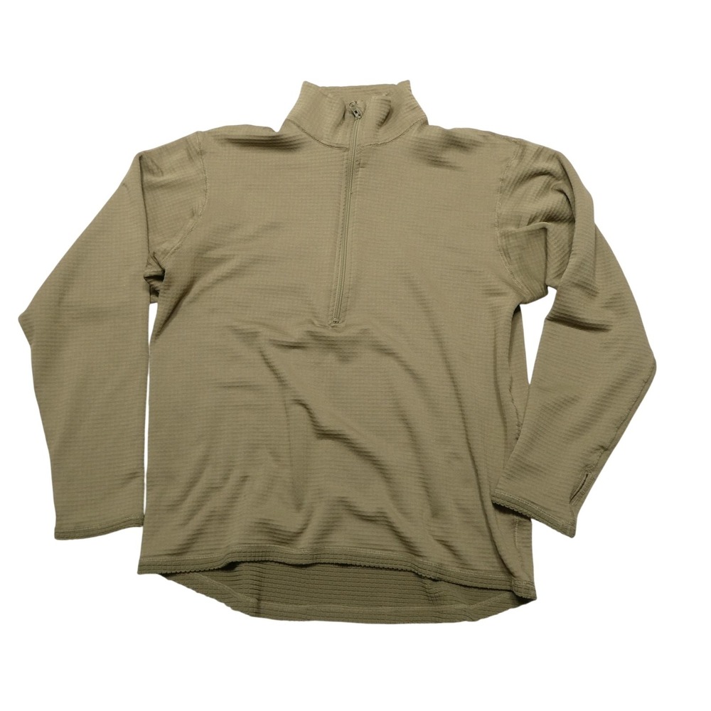 Polartec Pullover Mens Medium Green Quarter Zip Fleece Thermal Shirt Base Layer
